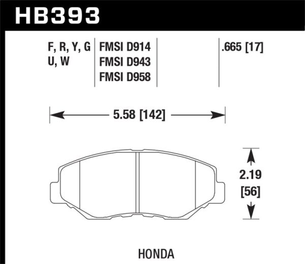Hawk Acura Honda HPS Street Front Brake Pads For Discount - Image 2
